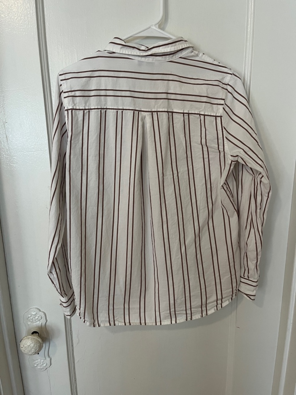 Old Navy Cream Shirt with Brown Stripes - Picture 3 of 4